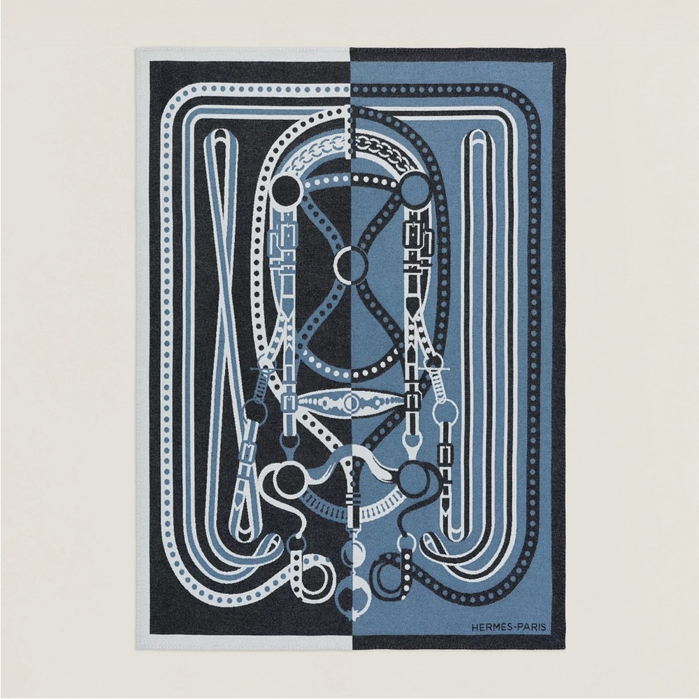 Hermes Blanket in jacquard woven wool and cashmere